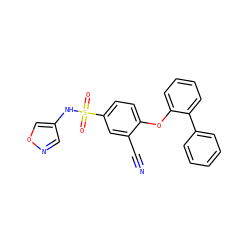 N#Cc1cc(S(=O)(=O)Nc2cnoc2)ccc1Oc1ccccc1-c1ccccc1 ZINC000095584993