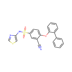 N#Cc1cc(S(=O)(=O)Nc2cscn2)ccc1Oc1ccccc1-c1ccccc1 ZINC000095585289