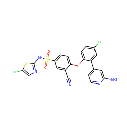 N#Cc1cc(S(=O)(=O)Nc2ncc(Cl)s2)ccc1Oc1ccc(Cl)cc1-c1ccnc(N)c1 ZINC000095584881