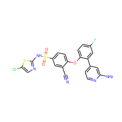 N#Cc1cc(S(=O)(=O)Nc2ncc(Cl)s2)ccc1Oc1ccc(F)cc1-c1ccnc(N)c1 ZINC000095582452