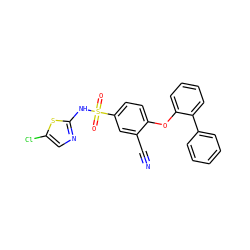 N#Cc1cc(S(=O)(=O)Nc2ncc(Cl)s2)ccc1Oc1ccccc1-c1ccccc1 ZINC000095583201
