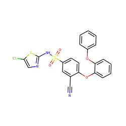 N#Cc1cc(S(=O)(=O)Nc2ncc(Cl)s2)ccc1Oc1ccccc1Oc1ccccc1 ZINC000095584339