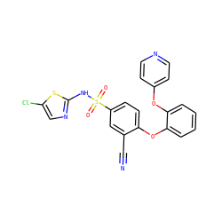 N#Cc1cc(S(=O)(=O)Nc2ncc(Cl)s2)ccc1Oc1ccccc1Oc1ccncc1 ZINC000095585011