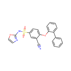 N#Cc1cc(S(=O)(=O)Nc2ncco2)ccc1Oc1ccccc1-c1ccccc1 ZINC000095582358