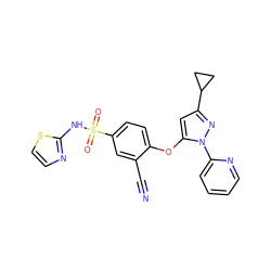 N#Cc1cc(S(=O)(=O)Nc2nccs2)ccc1Oc1cc(C2CC2)nn1-c1ccccn1 ZINC000095584315