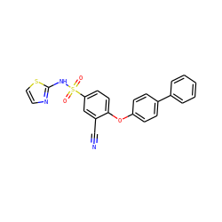 N#Cc1cc(S(=O)(=O)Nc2nccs2)ccc1Oc1ccc(-c2ccccc2)cc1 ZINC000095582507