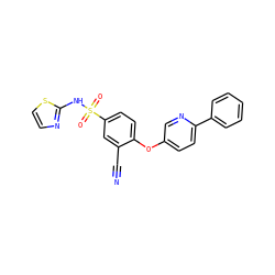 N#Cc1cc(S(=O)(=O)Nc2nccs2)ccc1Oc1ccc(-c2ccccc2)nc1 ZINC000095584714
