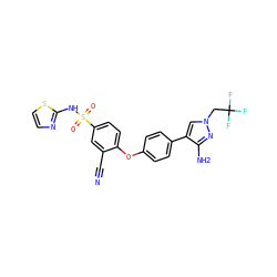 N#Cc1cc(S(=O)(=O)Nc2nccs2)ccc1Oc1ccc(-c2cn(CC(F)(F)F)nc2N)cc1 ZINC000095585664