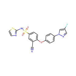 N#Cc1cc(S(=O)(=O)Nc2nccs2)ccc1Oc1ccc(-n2cc(F)cn2)cc1 ZINC000095582125