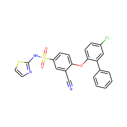 N#Cc1cc(S(=O)(=O)Nc2nccs2)ccc1Oc1ccc(Cl)cc1-c1ccccc1 ZINC000095585733