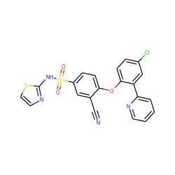 N#Cc1cc(S(=O)(=O)Nc2nccs2)ccc1Oc1ccc(Cl)cc1-c1ccccn1 ZINC000095580851