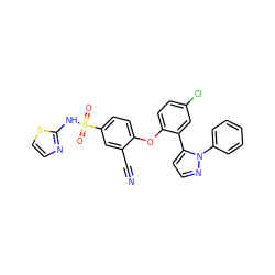 N#Cc1cc(S(=O)(=O)Nc2nccs2)ccc1Oc1ccc(Cl)cc1-c1ccnn1-c1ccccc1 ZINC000095585018