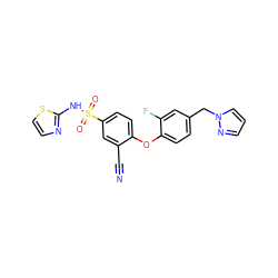 N#Cc1cc(S(=O)(=O)Nc2nccs2)ccc1Oc1ccc(Cn2cccn2)cc1F ZINC000095585348