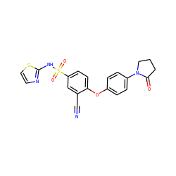 N#Cc1cc(S(=O)(=O)Nc2nccs2)ccc1Oc1ccc(N2CCCC2=O)cc1 ZINC000095582204