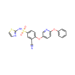 N#Cc1cc(S(=O)(=O)Nc2nccs2)ccc1Oc1ccc(Oc2ccccc2)nc1 ZINC000095580788