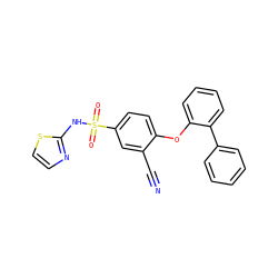 N#Cc1cc(S(=O)(=O)Nc2nccs2)ccc1Oc1ccccc1-c1ccccc1 ZINC000095583262