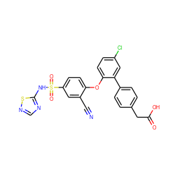 N#Cc1cc(S(=O)(=O)Nc2ncns2)ccc1Oc1ccc(Cl)cc1-c1ccc(CC(=O)O)cc1 ZINC000095585872