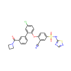 N#Cc1cc(S(=O)(=O)Nc2ncns2)ccc1Oc1ccc(Cl)cc1-c1cccc(C(=O)N2CCC2)c1 ZINC000095582252