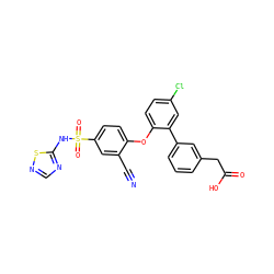 N#Cc1cc(S(=O)(=O)Nc2ncns2)ccc1Oc1ccc(Cl)cc1-c1cccc(CC(=O)O)c1 ZINC000095584491