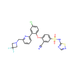N#Cc1cc(S(=O)(=O)Nc2ncns2)ccc1Oc1ccc(Cl)cc1-c1cccc(CN2CC(F)(F)C2)n1 ZINC000095581452