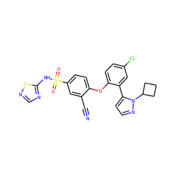 N#Cc1cc(S(=O)(=O)Nc2ncns2)ccc1Oc1ccc(Cl)cc1-c1ccnn1C1CCC1 ZINC000095582057