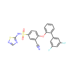 N#Cc1cc(S(=O)(=O)Nc2ncns2)ccc1Oc1ccccc1-c1cc(F)cc(F)c1 ZINC000095581419