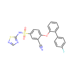 N#Cc1cc(S(=O)(=O)Nc2ncns2)ccc1Oc1ccccc1-c1ccc(F)cc1 ZINC000095580950