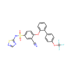 N#Cc1cc(S(=O)(=O)Nc2ncns2)ccc1Oc1ccccc1-c1ccc(OC(F)(F)F)cc1 ZINC000095581726