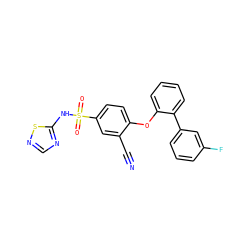 N#Cc1cc(S(=O)(=O)Nc2ncns2)ccc1Oc1ccccc1-c1cccc(F)c1 ZINC000095585129