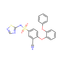 N#Cc1cc(S(=O)(=O)Nc2ncns2)ccc1Oc1ccccc1Oc1ccccc1 ZINC000095583553