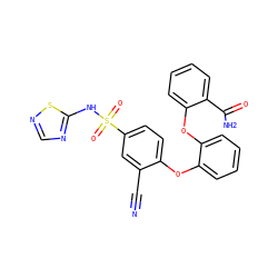 N#Cc1cc(S(=O)(=O)Nc2ncns2)ccc1Oc1ccccc1Oc1ccccc1C(N)=O ZINC000095585003
