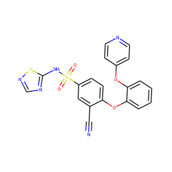 N#Cc1cc(S(=O)(=O)Nc2ncns2)ccc1Oc1ccccc1Oc1ccncc1 ZINC000095584666