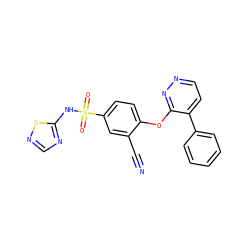 N#Cc1cc(S(=O)(=O)Nc2ncns2)ccc1Oc1nnccc1-c1ccccc1 ZINC000095581454