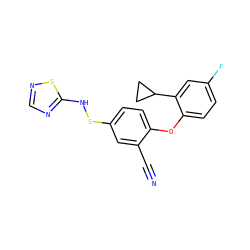 N#Cc1cc(SNc2ncns2)ccc1Oc1ccc(F)cc1C1CC1 ZINC000095582063