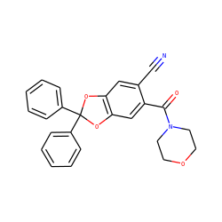 N#Cc1cc2c(cc1C(=O)N1CCOCC1)OC(c1ccccc1)(c1ccccc1)O2 ZINC000029054560