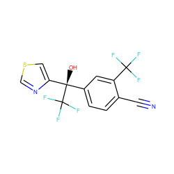 N#Cc1ccc([C@@](O)(c2cscn2)C(F)(F)F)cc1C(F)(F)F ZINC000653885966