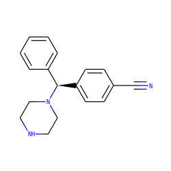 N#Cc1ccc([C@H](c2ccccc2)N2CCNCC2)cc1 ZINC000022939750