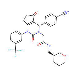 N#Cc1ccc([C@H]2C3=C(CCC3=O)N(c3cccc(C(F)(F)F)c3)C(=O)N2CC(=O)NC[C@@H]2CCCOC2)cc1 ZINC001772574823