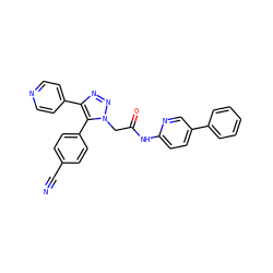 N#Cc1ccc(-c2c(-c3ccncc3)nnn2CC(=O)Nc2ccc(-c3ccccc3)cn2)cc1 ZINC001772652081