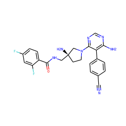 N#Cc1ccc(-c2c(N)ncnc2N2CC[C@](N)(CNC(=O)c3ccc(F)cc3F)C2)cc1 ZINC000219319800