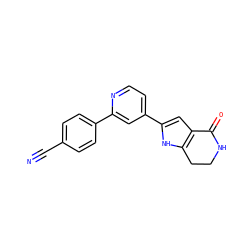 N#Cc1ccc(-c2cc(-c3cc4c([nH]3)CCNC4=O)ccn2)cc1 ZINC000028645482