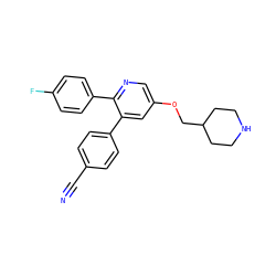 N#Cc1ccc(-c2cc(OCC3CCNCC3)cnc2-c2ccc(F)cc2)cc1 ZINC000653700794