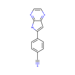 N#Cc1ccc(-c2cc3nccnc3[nH]2)cc1 ZINC000100827971