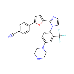 N#Cc1ccc(-c2ccc(-c3nccn3-c3ccc(N4CCNCC4)cc3C(F)(F)F)o2)cc1 ZINC000299827367