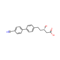 N#Cc1ccc(-c2ccc(CC[C@H](O)CC(=O)O)cc2)cc1 ZINC000045317963
