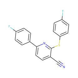 N#Cc1ccc(-c2ccc(F)cc2)nc1Sc1ccc(F)cc1 ZINC000003128331