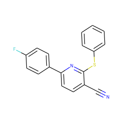 N#Cc1ccc(-c2ccc(F)cc2)nc1Sc1ccccc1 ZINC000003128336