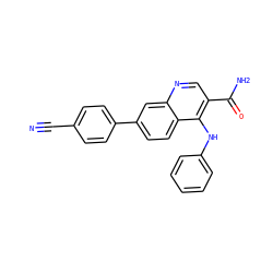 N#Cc1ccc(-c2ccc3c(Nc4ccccc4)c(C(N)=O)cnc3c2)cc1 ZINC000028960091