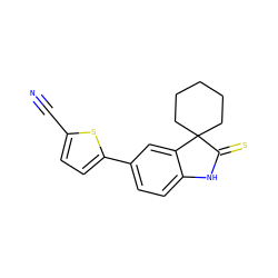 N#Cc1ccc(-c2ccc3c(c2)C2(CCCCC2)C(=S)N3)s1 ZINC000013488910