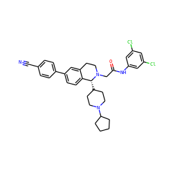 N#Cc1ccc(-c2ccc3c(c2)CCN(CC(=O)Nc2cc(Cl)cc(Cl)c2)[C@@H]3C2CCN(C3CCCC3)CC2)cc1 ZINC000084597556